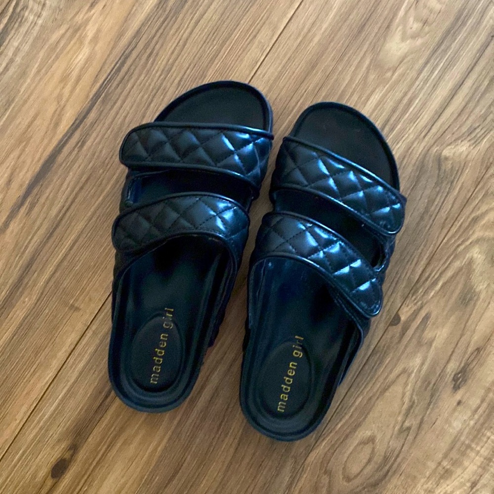 Madden Girl Black Slides!